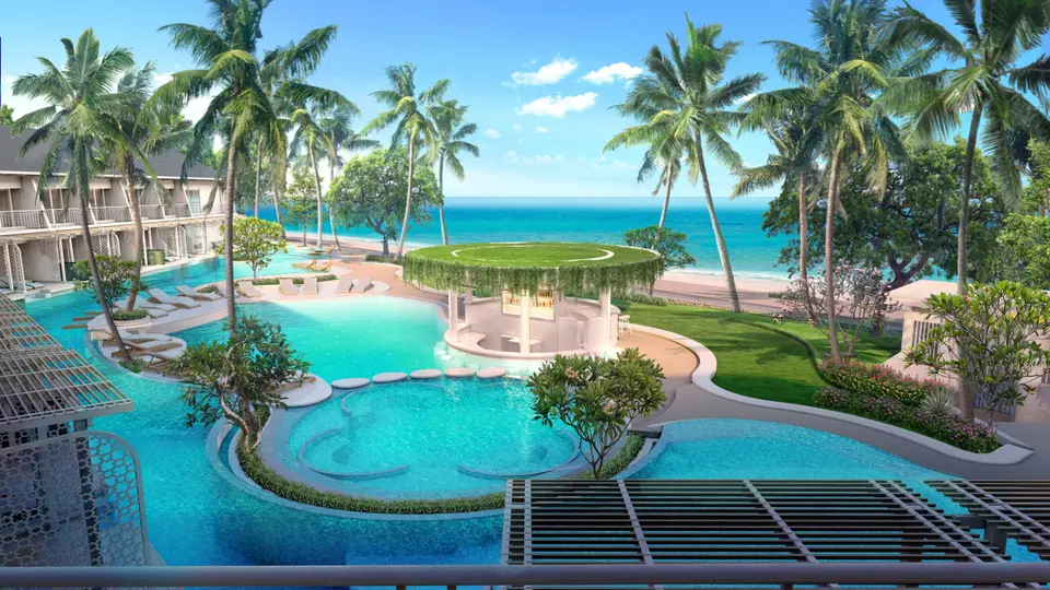Thavorn Palm Beach Resort med swimmingpool og palmetræer